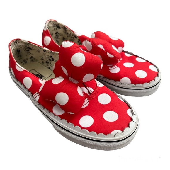 Vans Girls X Disney Authentic Gore red spot sneakers Size 2.5 - Picture 1 of 10